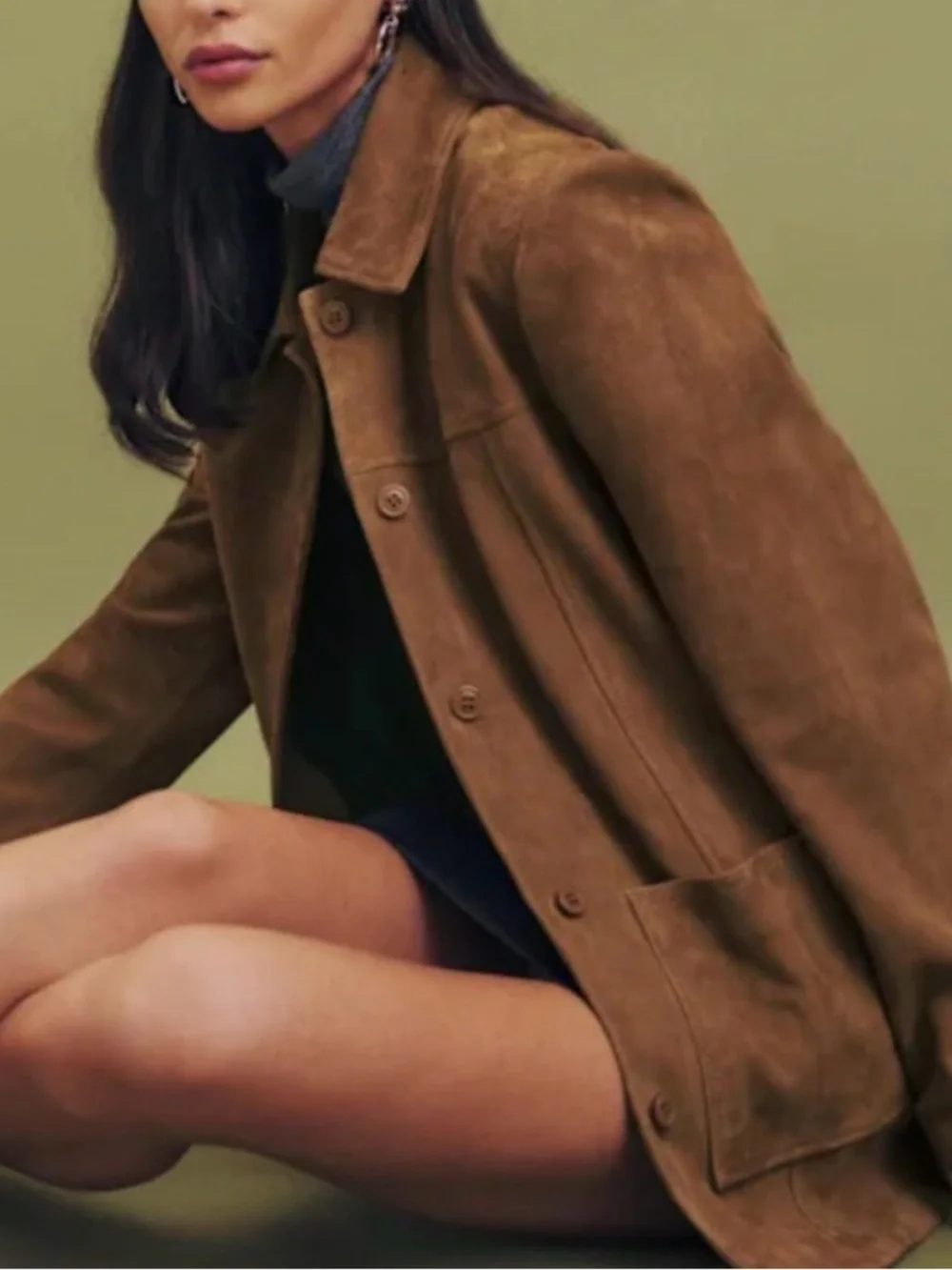 Reformation Brown Suede Button-Front Jacket - Picture 1 of 4
